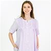 * Use Coupon 15-OFF* Plus Miss Elaine (Size 2X) Snap-Front Smocked Seersucker Short Robe in Lilac Stripe