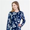Calida Long Sleeve Cotton Knit Nightgown in Navy Star Flowers