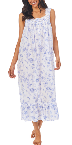 Eileen West Cotton Lawn Sleeveless Ballet Nightgown in Peri Floral