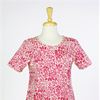 La Cera Cotton Knit A-Line Dress - Raspberry Floral on White