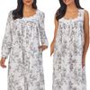 Eileen West Nightgown and Robe Set - 100% Cotton Ballet in Heather Grey Dreams
