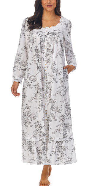 Eileen West Button Front Robe or Nightgown - Cotton Lawn in Heather Grey Dreams