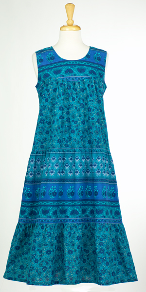 La Cera Plus Sleeveless Mid Length Dress in Teal Chrysocolla Print