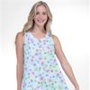 Plus Aria Cotton-Rich Polyester Knit Sleeveless Short Nightgown in Aqua Floral Print