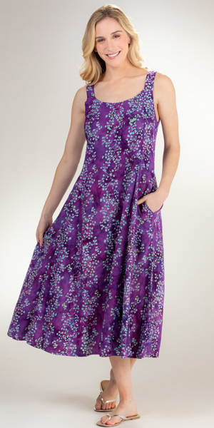 Eagle Ray Traders (Small) Long Batik Sleeveless Tie-Back Dress in Orchid  