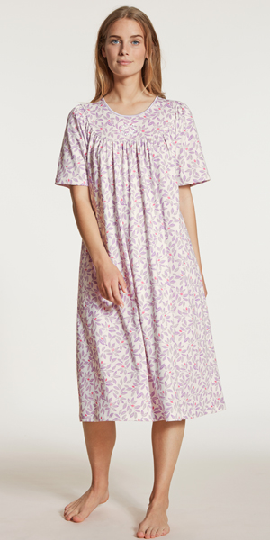 Calida Nightgowns - Cotton Knit Short Sleeve in Lavender Mist
