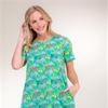 La Cera Cotton Knit Dress in Pixie Dust multi floral print on Turquoise