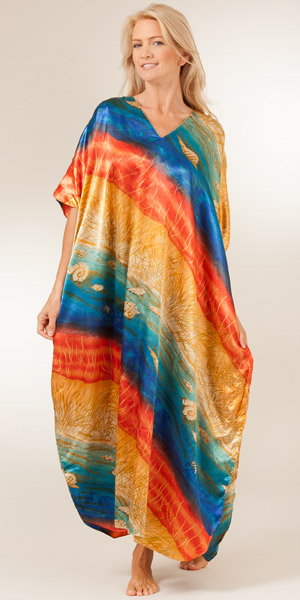 a Stunning Caftans Satin Charmeuse - One Size Kaftans in Shelly