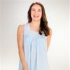 Eileen West Long Cotton Sleeveless Nightgown in Blue Dobby Stripe