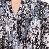 La Cera Pintucked 2/3 Sleeve Poly Blend Tunic Top - Black and White Floral Print