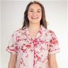 La Cera Cotton Pajamas - Short Sleeve in Magenta Blossoms Print