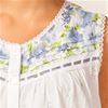 White Cotton Nightgowns by La Cera - Sleeveless Short Gown in Blue Floral on White