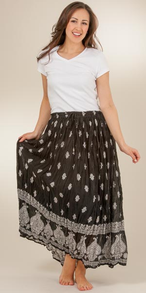 Z4-28-2014 One Size Skirt - 100% Cotton Crinkle -  Moonlight Paisley