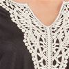 Plus Tunic Tops - Long Sleeve Crocheted Neckline Women's Top - Raven