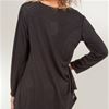 Tunic Top - Long Sleeve Crocheted Neckline Knit Top - Raven