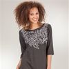 Embroidered  Knit Tunic / Cover-up or Short Dress - Shadow Sprigs