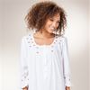 Plus Cotton Nightgown - La Cera Smocked Knit Long Gown - Red Rosettes