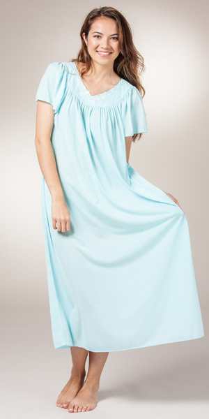 Miss Elaine Classics Nylon Ballet Length Nightgown - Seafoam