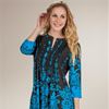 La Cera Pleated 3/4 Sleeve Poly Blend Tunic Top - Ethereal Turquoise