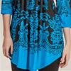 La Cera Pintucked 2/3 Sleeve Poly Blend Tunic Top - Ethereal Turquoise