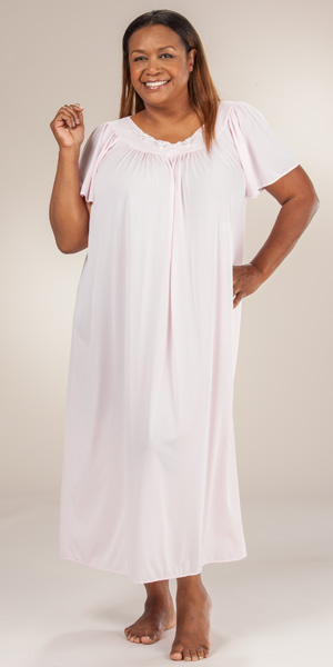 Plus Size Miss Elaine Classics Nylon Ballet Nightgown - Soft Pink