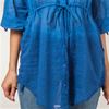 Easy Fit Cotton Top - Roll Sleeve Oversized Tunic - Blue Ombre