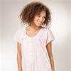 Cotton Nightgowns - La Cera Short Sleeve Lace-Trim Gown in Pink