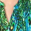 La Cera Tunics - Pleated 3/4 Sleeve Poly Blend Blouse - Peacock Pretty
