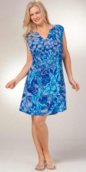 A-Line Dress - Peppermint Bay Small Sleeveless Dress - Sultry Blue