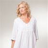 La Cera Boutique Embroidered Long Cotton Nightgowns in White Sunflower