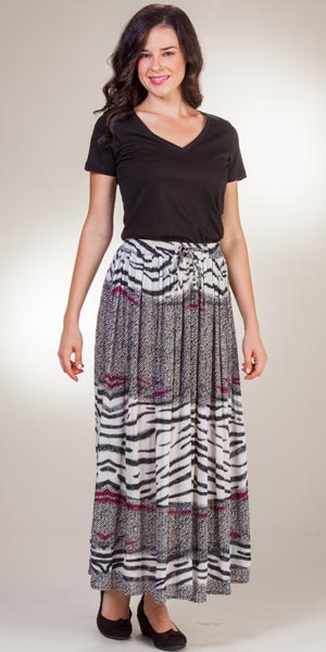 Maxi Skirts for Women - One Size Semi-Sheer Rayon Skirt in Phantasm