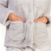 La Cera Bed Jacket - Mandarin Collar" Deluxe Snuggle Fleece" in Taupe