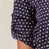Button Front  Dress - Claudia Richards Poly Roll Sleeve in Navy Dots