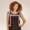 Rayon Dress - Sleeveless Short Embroidered Beach Shift in Roma Black