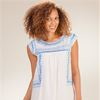 Sleeveless Coverup - Short Embroidered Rayon Beach Dress - Roma White