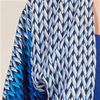 Short Sleeve Lightweight 100% Rayon Fringe Cardigan in Braided Blue
