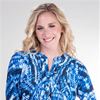 La Cera XL Pleated Tops - 3/4 Sleeve Poly Blend Tunic Top in Blue Ripple