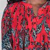 La Cera Poly Blend 3/4 Sleeve Pleated Tunic Top in Paisley Parliament