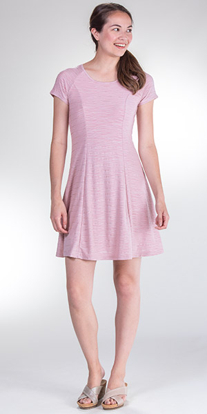 Neesha Cap Sleeve Poly Blend Textured Skater Dress in Pink