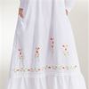 Long Sleeved Ballet La Cera White Cotton Gown - Red Rose Embroidered