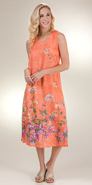 La Cera Rayon Small Sleeveless Casual Long Dress in Peach Charm