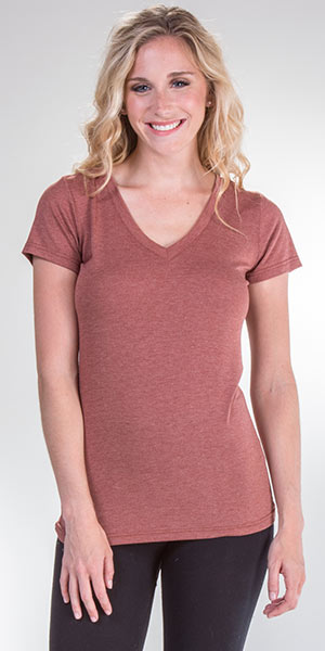 SC SALE Cap Sleeve (Sizes S &amp; L) V-Neck Comfort Blend Tee in Clay