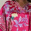 One Size Kaftans - Winlar Polyester Long Caftan Dress in Fuchsia Tropic
