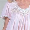 Long Miss Elaine "Silk Essence" Flutter Sleeve Nightgown in Pink