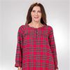 La Cera Cotton Flannel Plus Size Nightgown Nightgown - Long Sleeve in Red Plaid