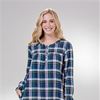 La Cera Cotton Flannel Nightgown - Long Sleeve in Navy Plaid