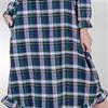 La Cera Cotton Flannel Nightgown - Long Sleeve in Woodland Plaid