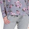 Kensie Long Sleeve Rayon/Poly Top  in Grey Floral