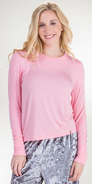 SC SALEdJane and Bleecker (Med &amp; L) Long Sleeve Rayon Top in Peony Pink