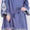 Nostalgia 100% Rayon Bell Sleeve Dress in Slate Blue 